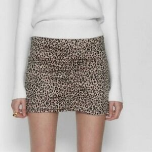 Zara Leopard Print Fitted Mini Skirt Women's Small S Sexy Casual Summer Party
